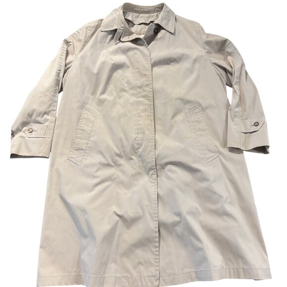 Gleneagles women's Vintage classic long tan trench coat hidden buttons sz 14P - Picture 7 of 14